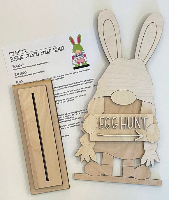 Blank - Gnome Easter Bunny Girl Shelf Sitter