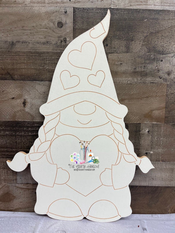 Blank - Valentine Gnome female holding heart