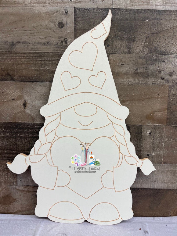 Gnome Head Valentine Shape, Unfinished Valentine Craft Shape 