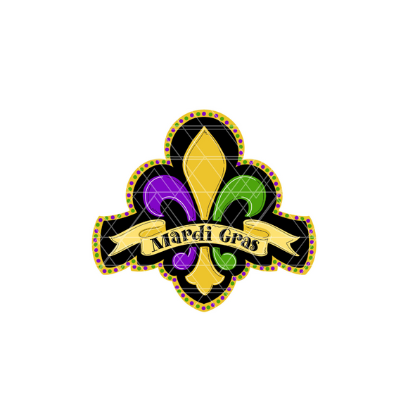 Painted - Mardi Gras Fleur De Lis W/Banner