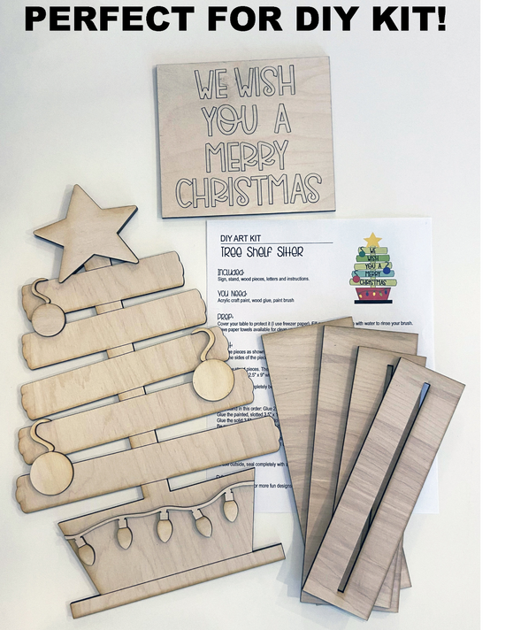 Blank - We wish you a Merry Christmas Tree Shelf Sitter