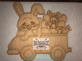 Painted - Bunny in Truck with Eggs & Chick in back