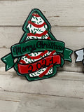 Painted - Christmas Tree Cake with Merry Christmas and Ribbon
