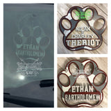 Painted - Paw Print Carpool Hanger Personalized