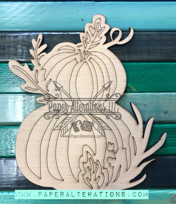 Blank - Stacked Pumpkins with Fall leaves