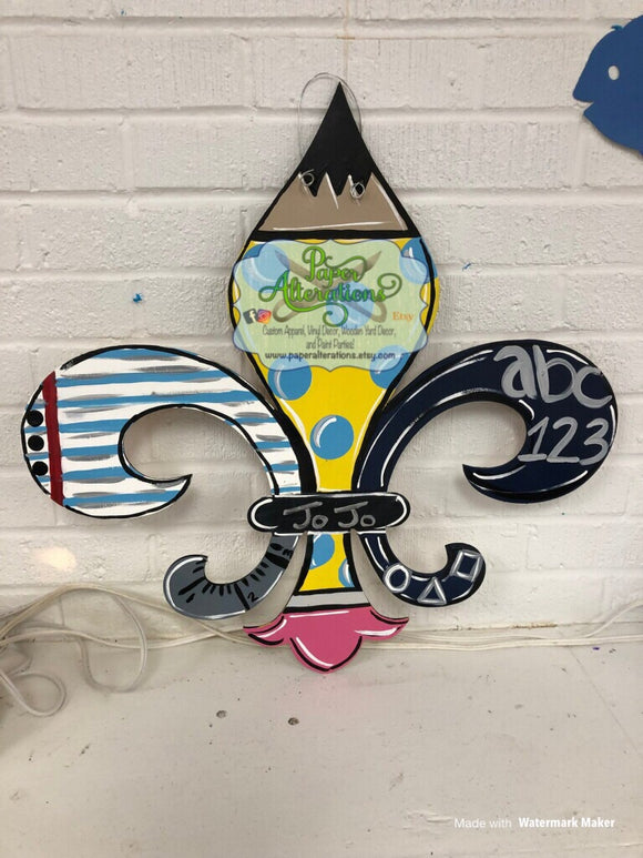 Painted - Teacher/School Fleur de Lis