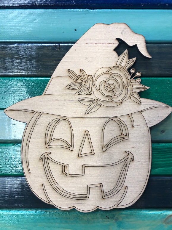 Blank - Pumpkin Floral Witch