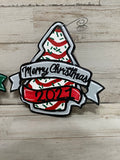 Painted - Christmas Tree Cake with Merry Christmas and Ribbon