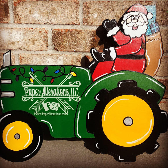 Painted - Santa on a tractor