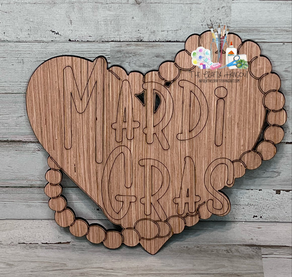Blank - Mardi Gras heart with beads