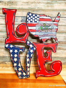 Painted - 4th of July LOVE USA