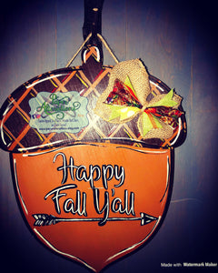 Painted - Happy Fall Ya'll Acorn 3D